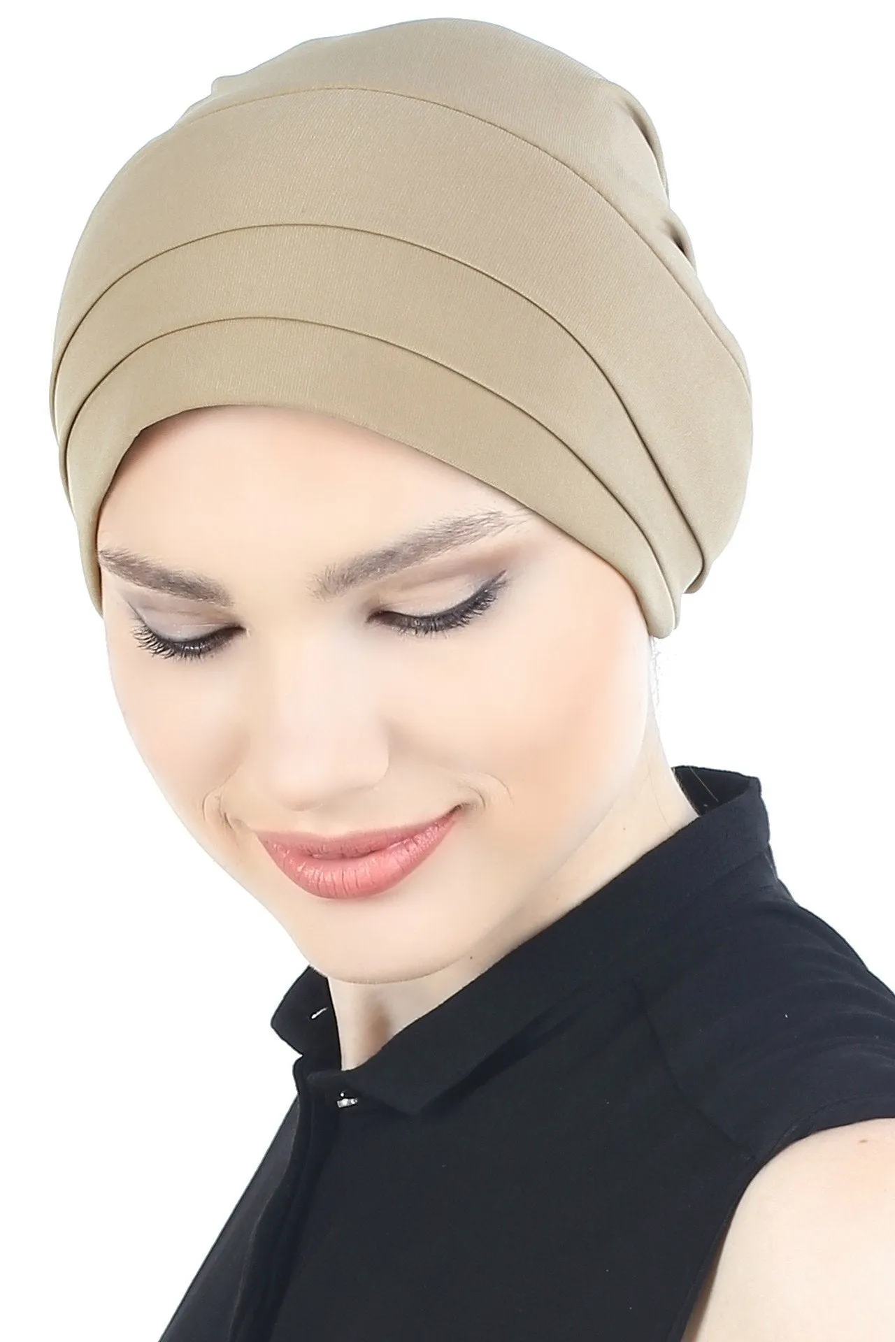 Padded and Folded Front Hat with Chiffon Flower