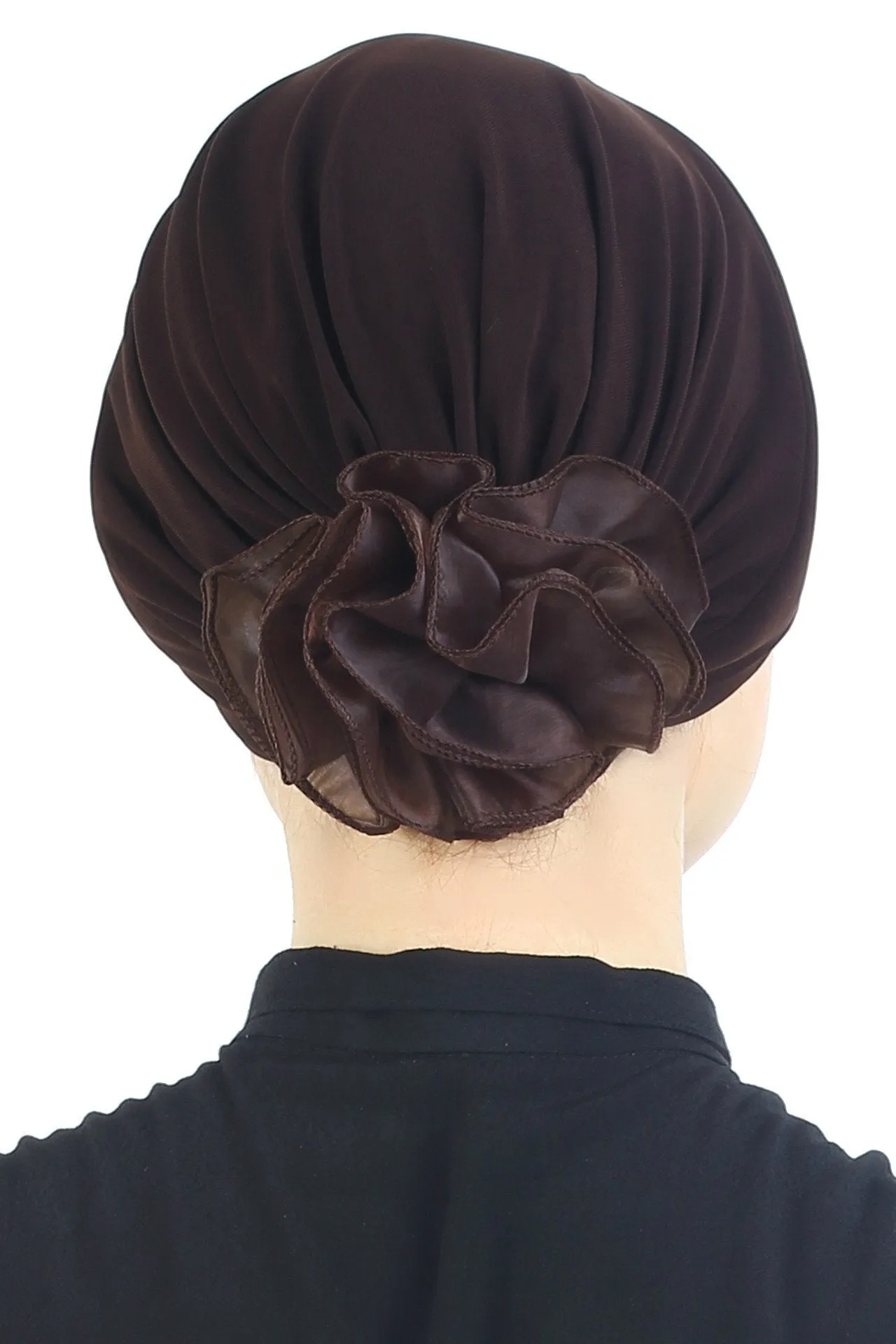 Padded and Folded Front Hat with Chiffon Flower