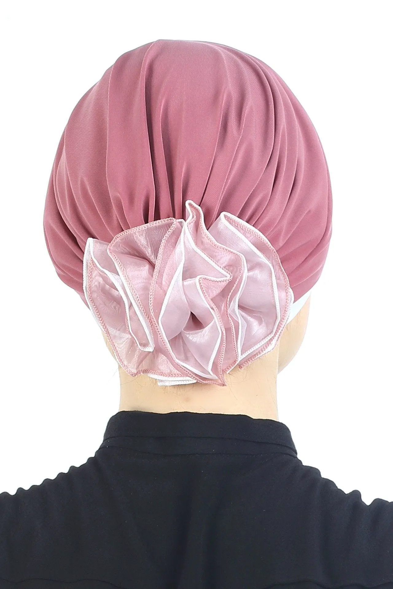 Padded and Folded Front Hat with Chiffon Flower