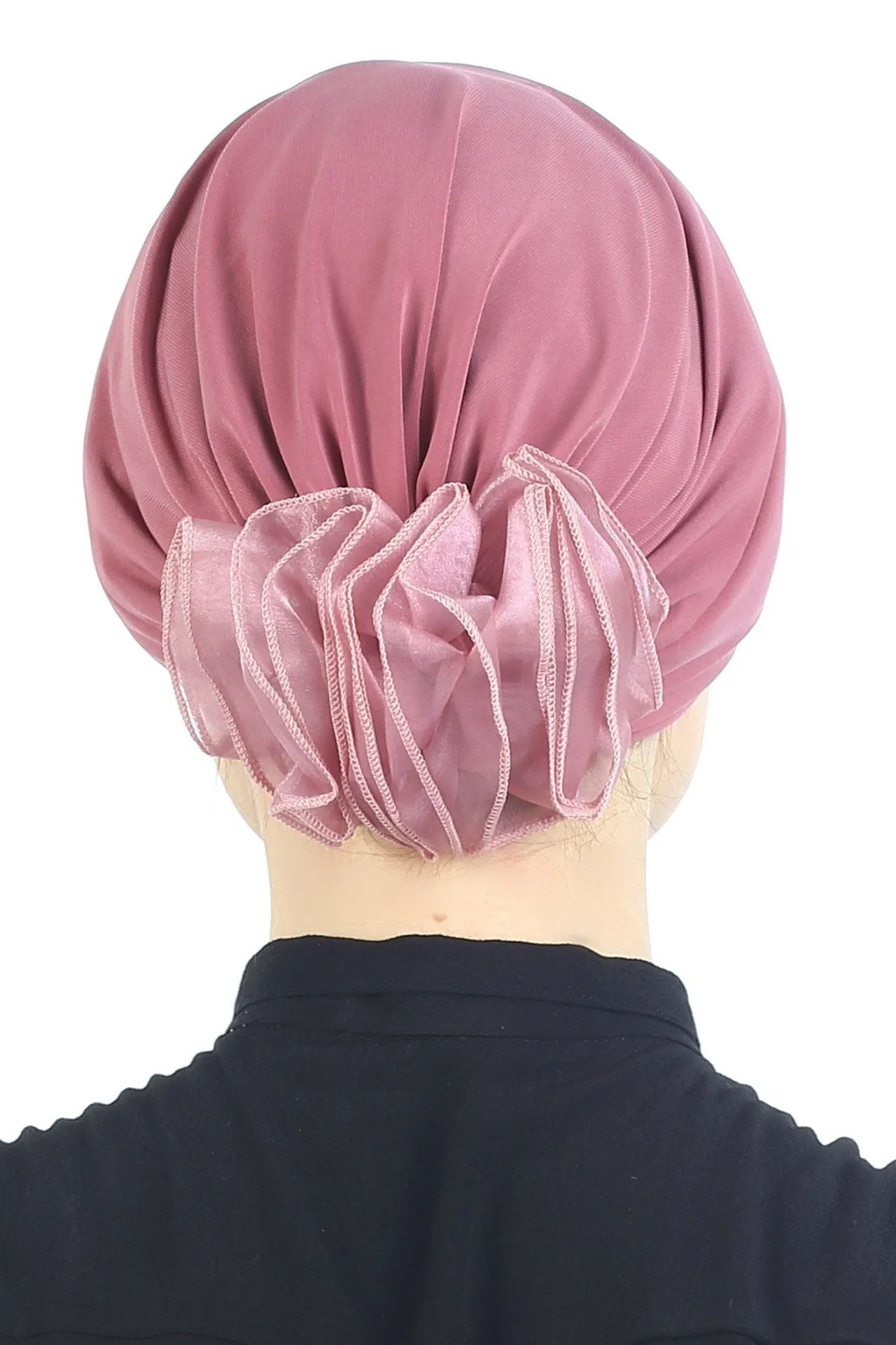 Padded and Folded Front Hat with Chiffon Flower