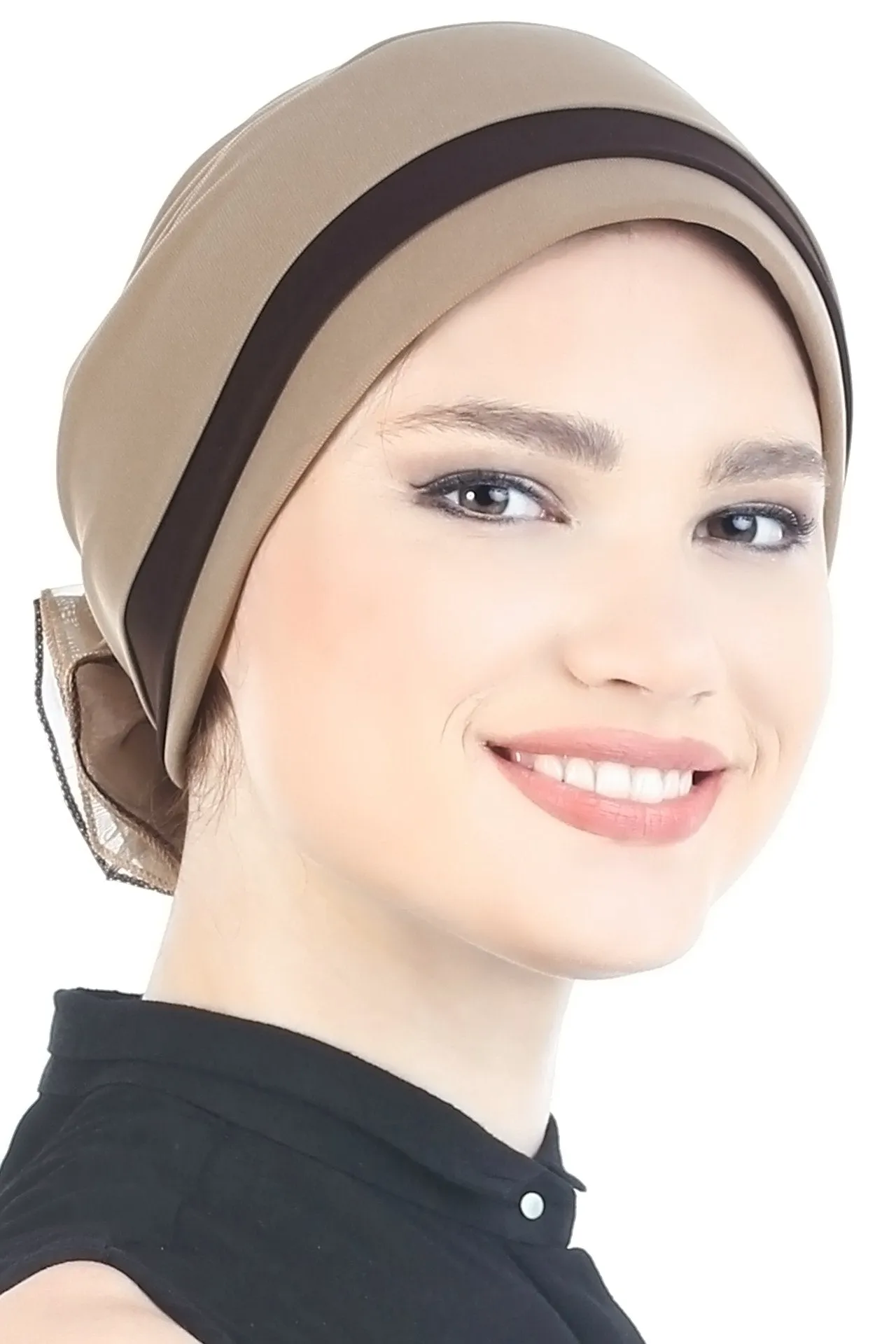 Padded and Folded Front Hat with Chiffon Flower