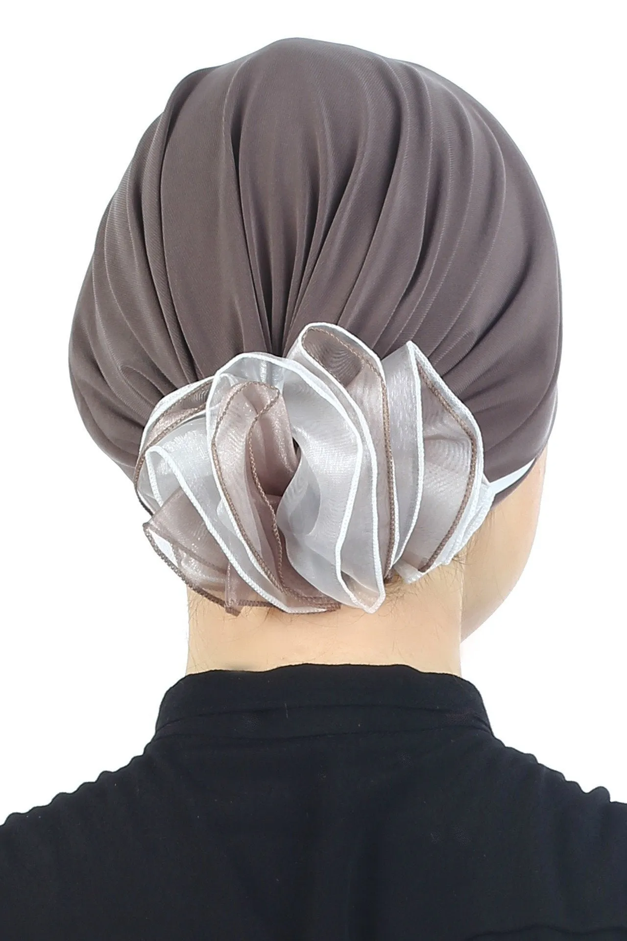 Padded and Folded Front Hat with Chiffon Flower