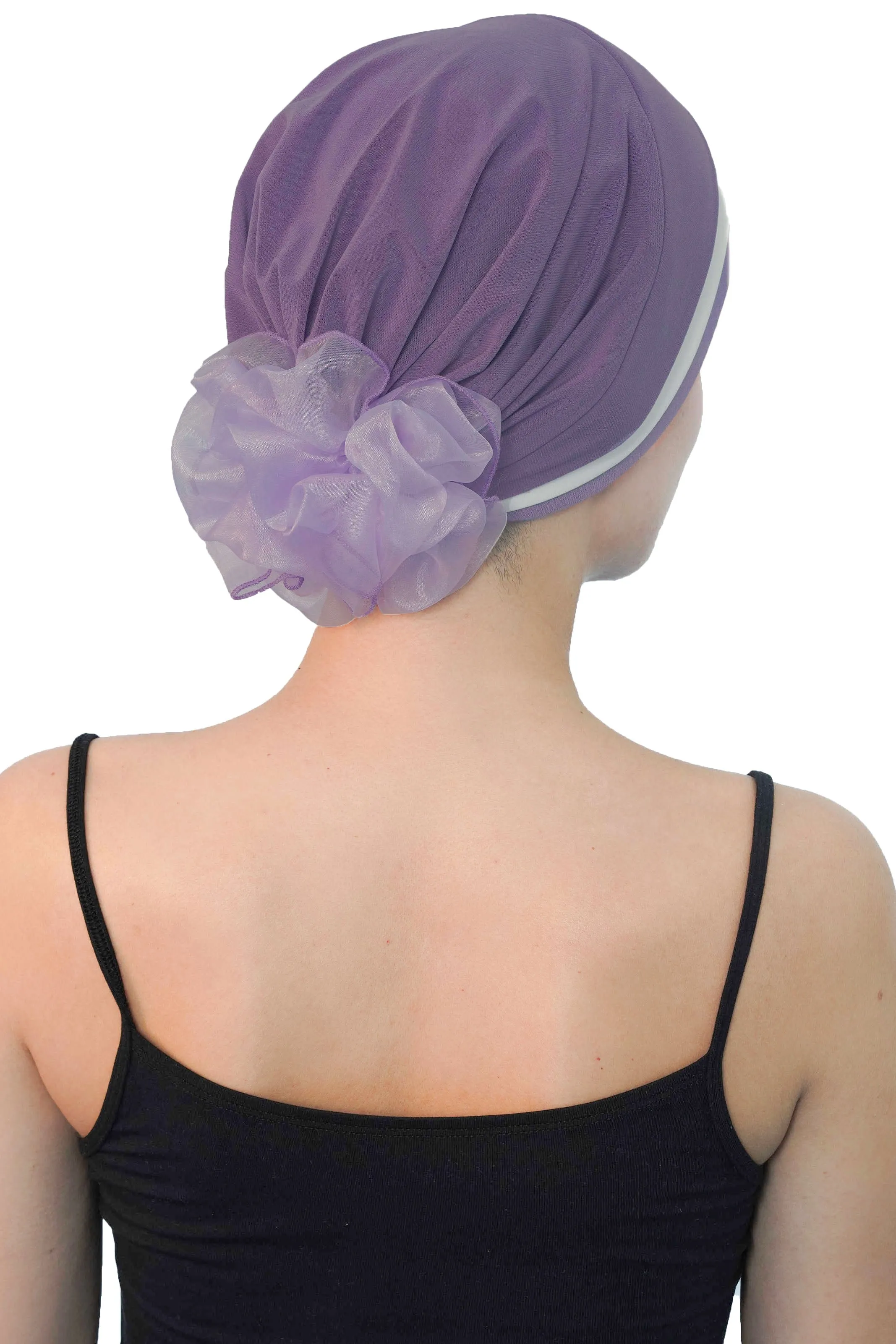 Padded and Folded Front Hat with Chiffon Flower