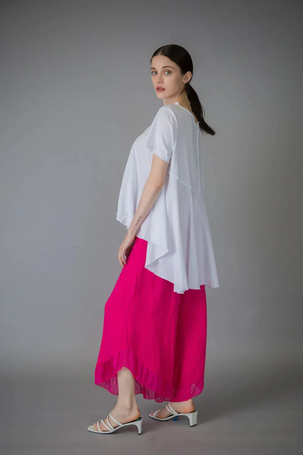 Paolo Tricot Sale, D60029 Ruffle Linen Pant 50% Off Regular Price