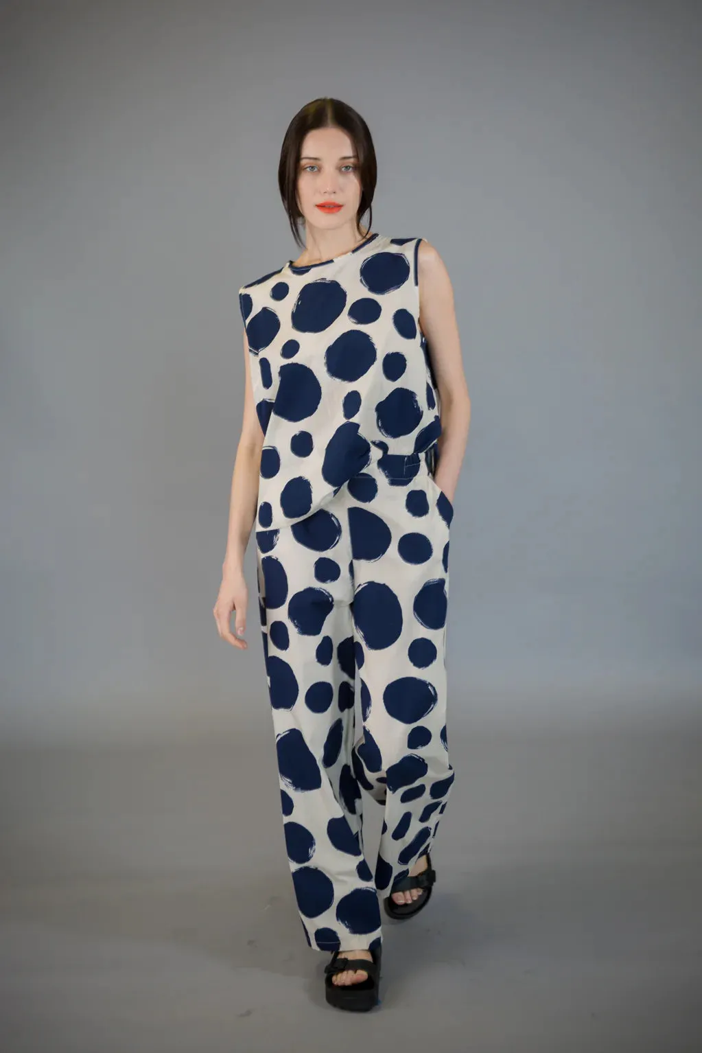 Paolo Tricot Sale, SU6069 Polka Dot Crop Pant 50% Off Regular Price