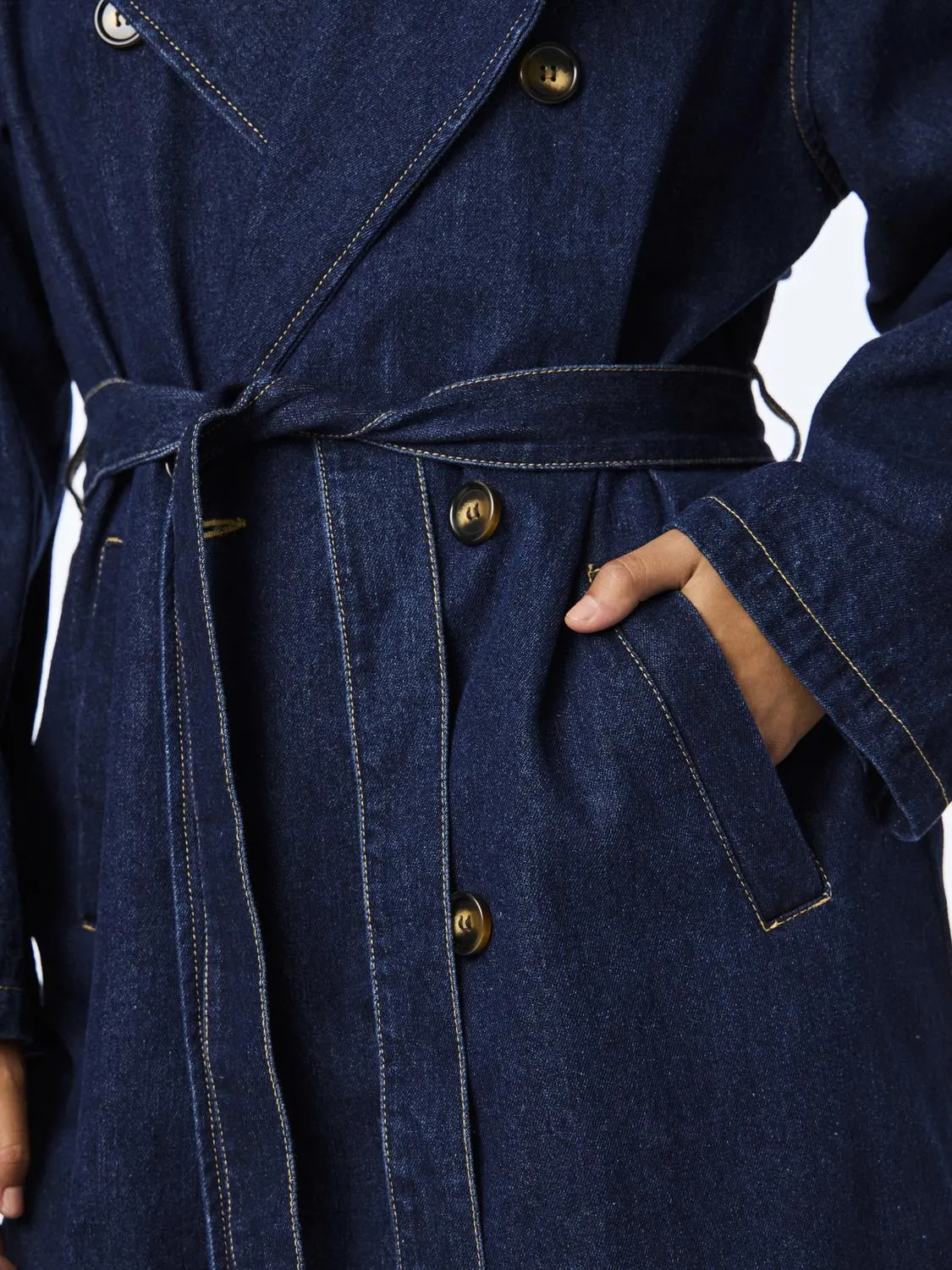 PCFREYA Trenchcoat - Dark Blue Denim