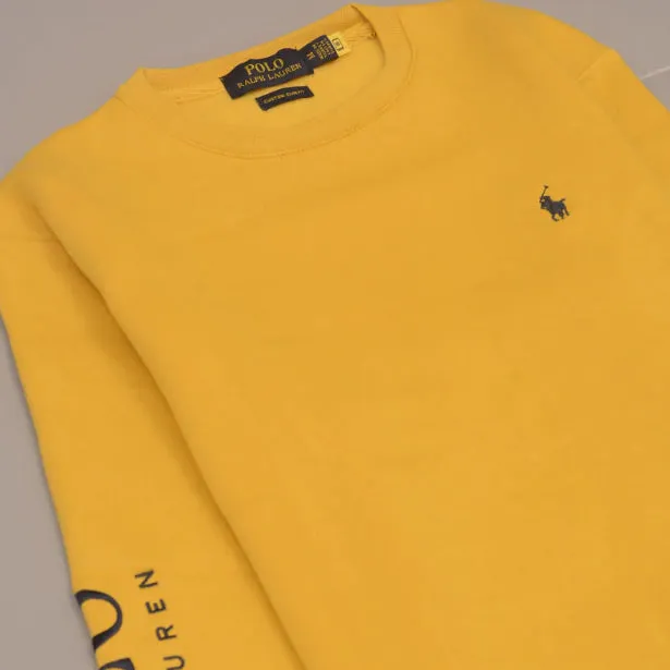 PL - Men 'Yellow' Round Neck Fleece Sweatshirt PL973