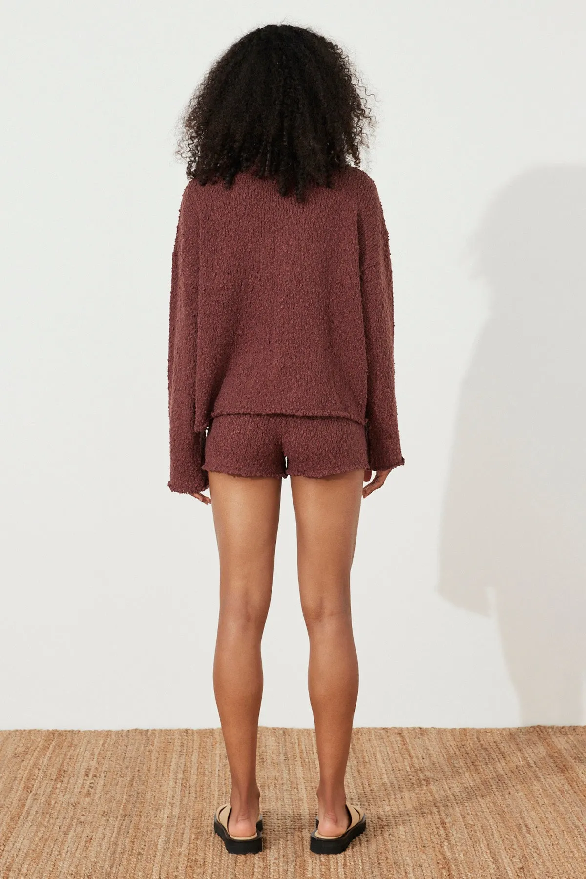 Plum Boucle Knit Short