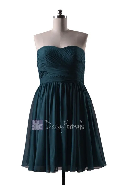 Plus Size Short Rich Peacock Chiffon Formal Dress Short Teal Dress (BM10824S)