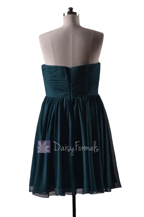 Plus Size Short Rich Peacock Chiffon Formal Dress Short Teal Dress (BM10824S)