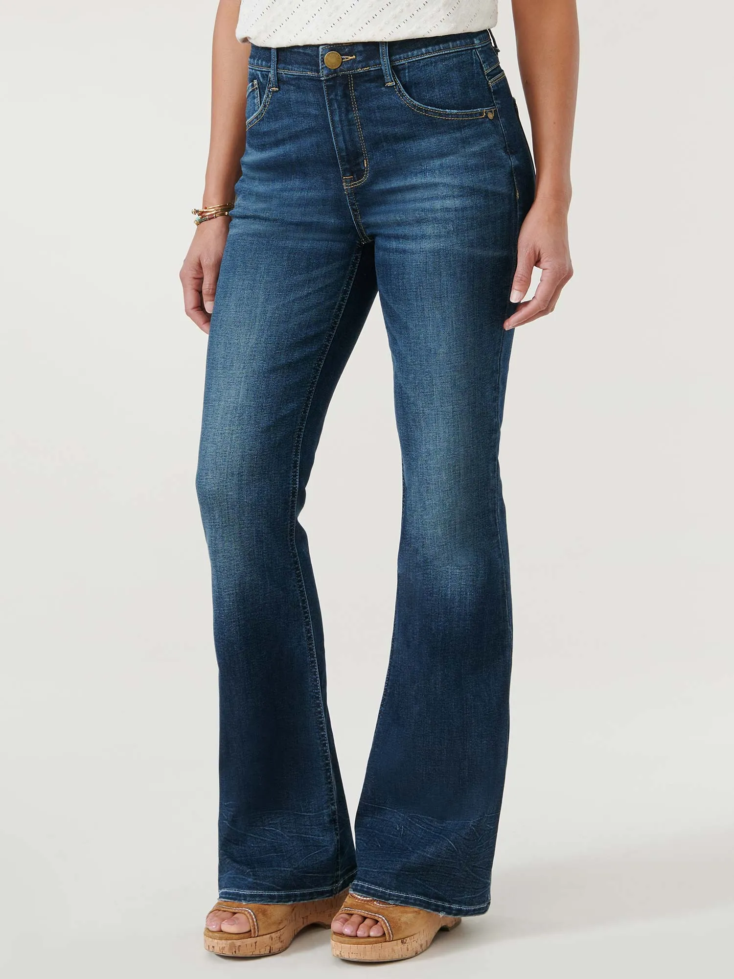 "Ab"solution® Petite High Rise Out There Flare Indigo Jeans