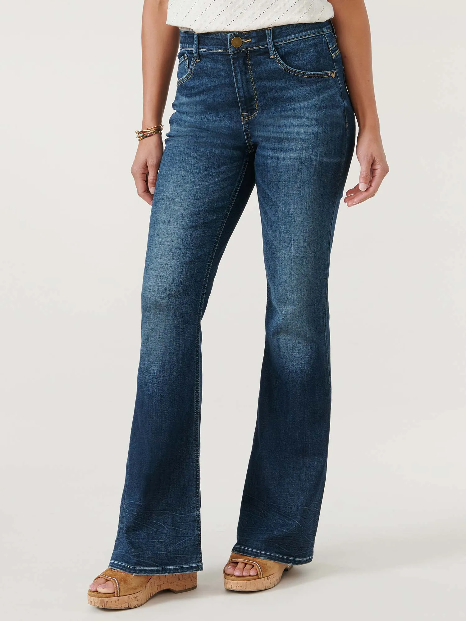 "Ab"solution® Petite High Rise Out There Flare Indigo Jeans