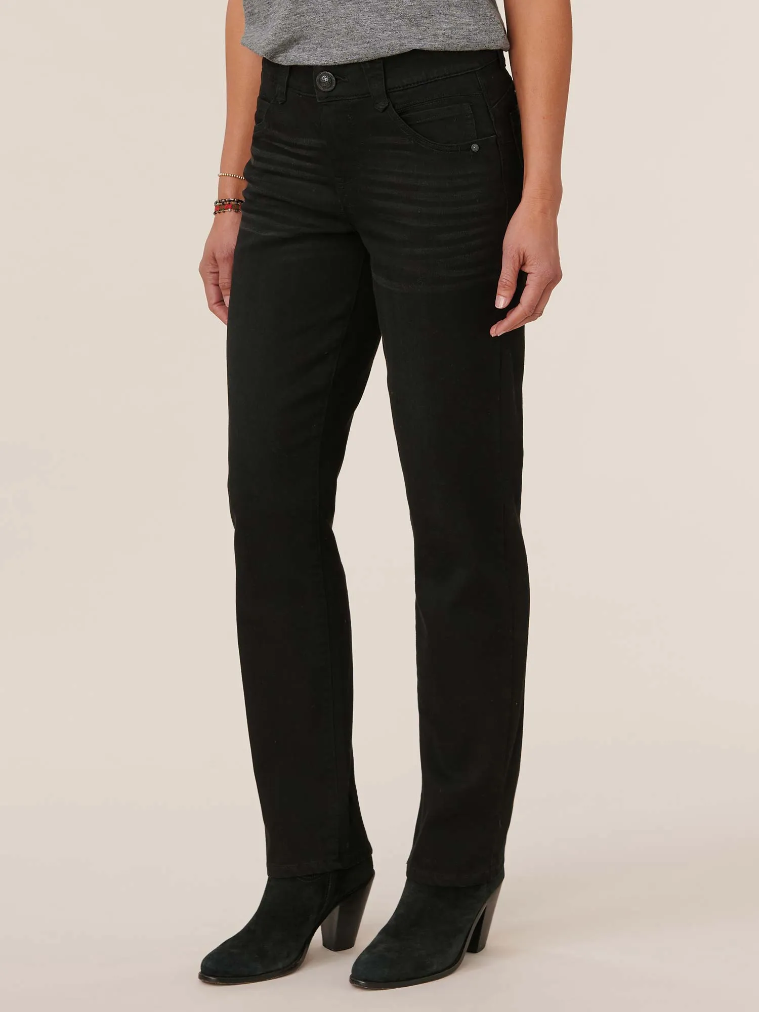 "Ab"solution® Petite Straight Leg Black Jeans