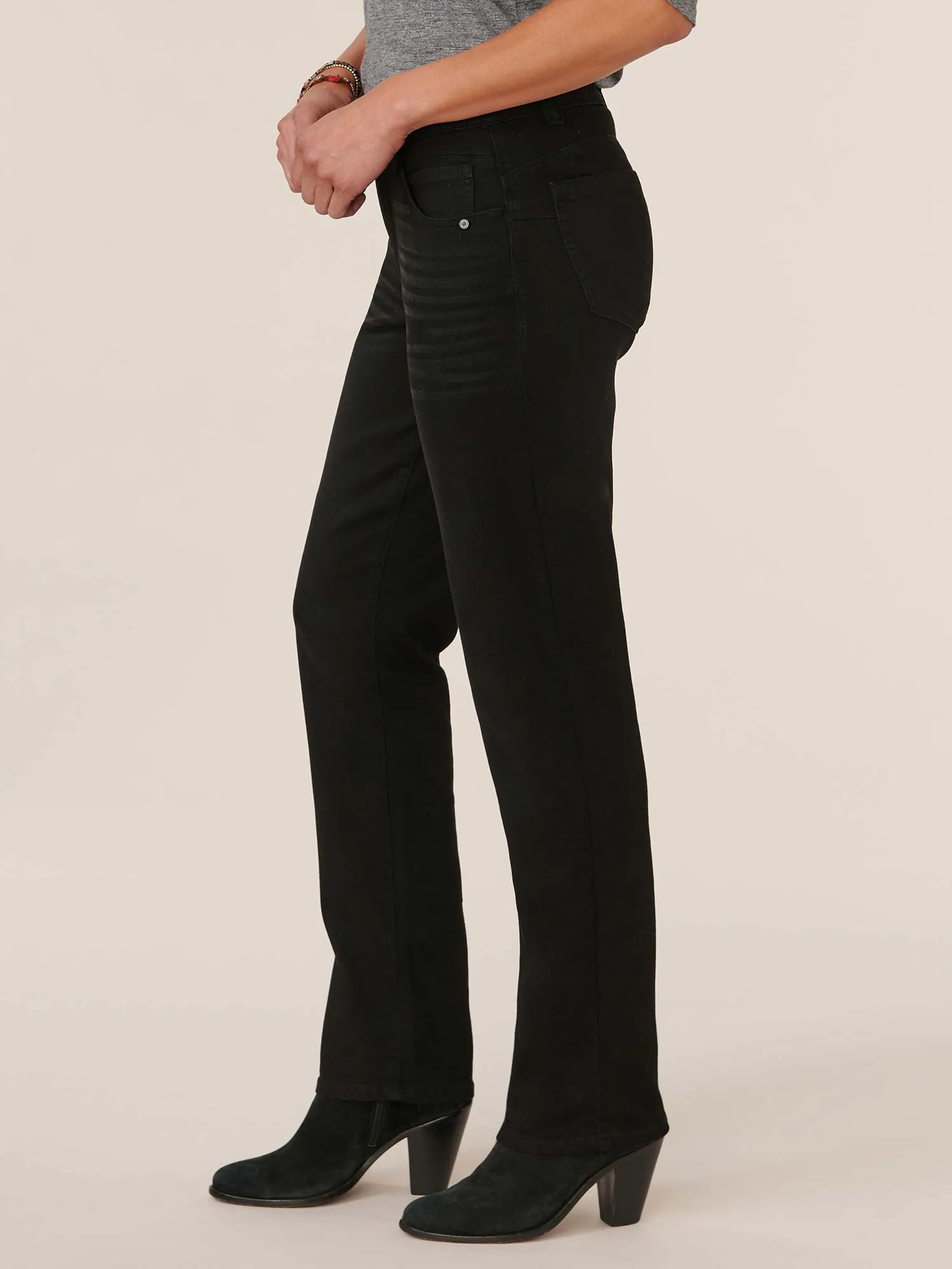 "Ab"solution® Petite Straight Leg Black Jeans