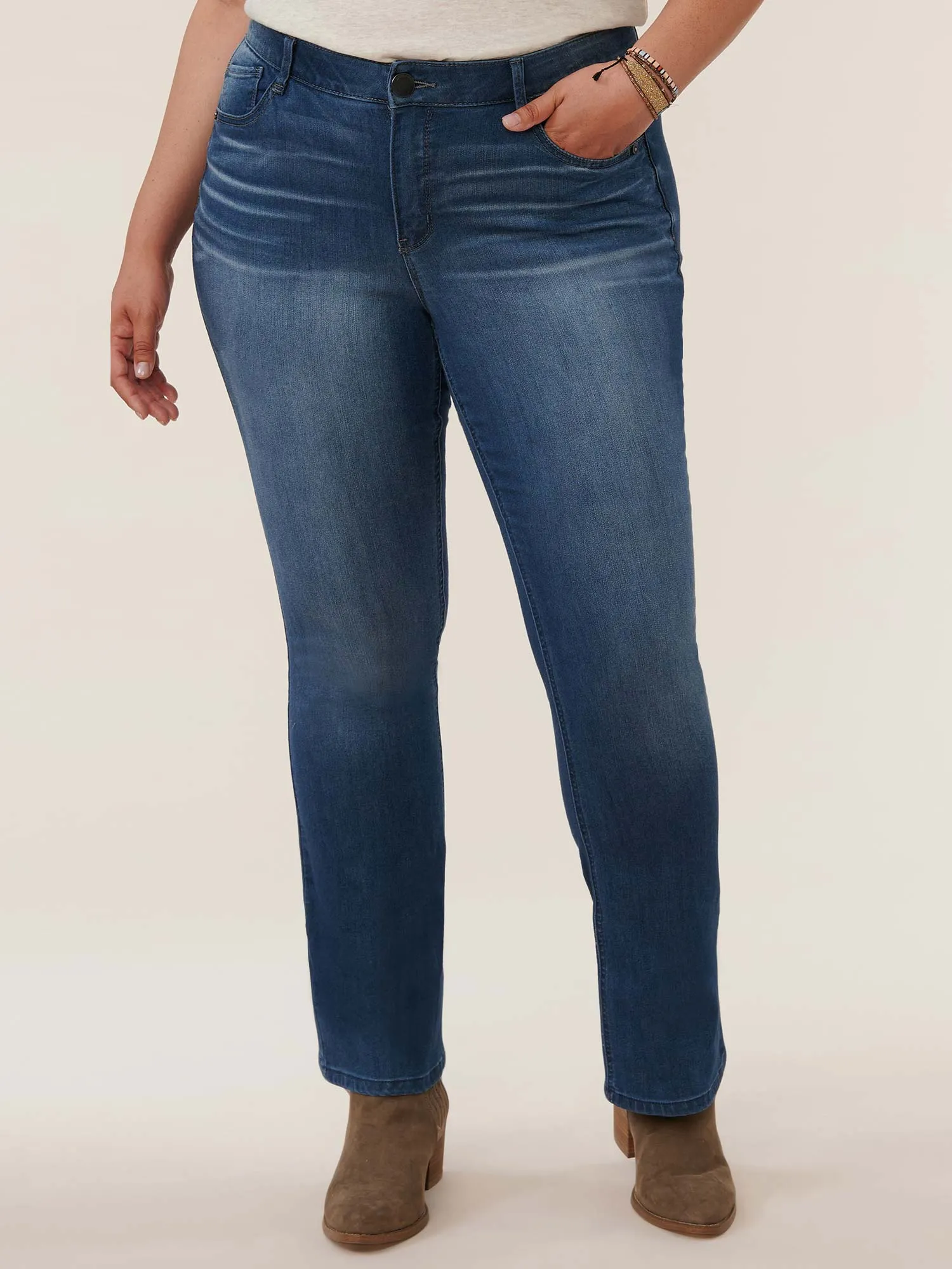 "Ab"solution® Plus High Rise Blue Itty Bitty Bootcut Jeans