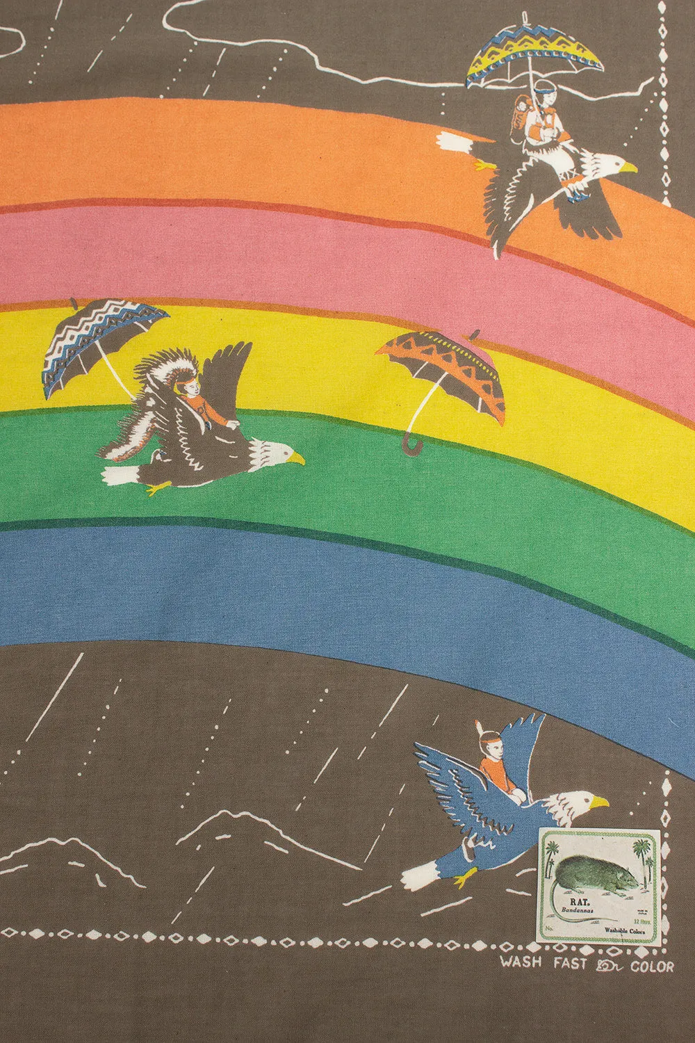 Rainbow and Birds Printed Bandana Khaki