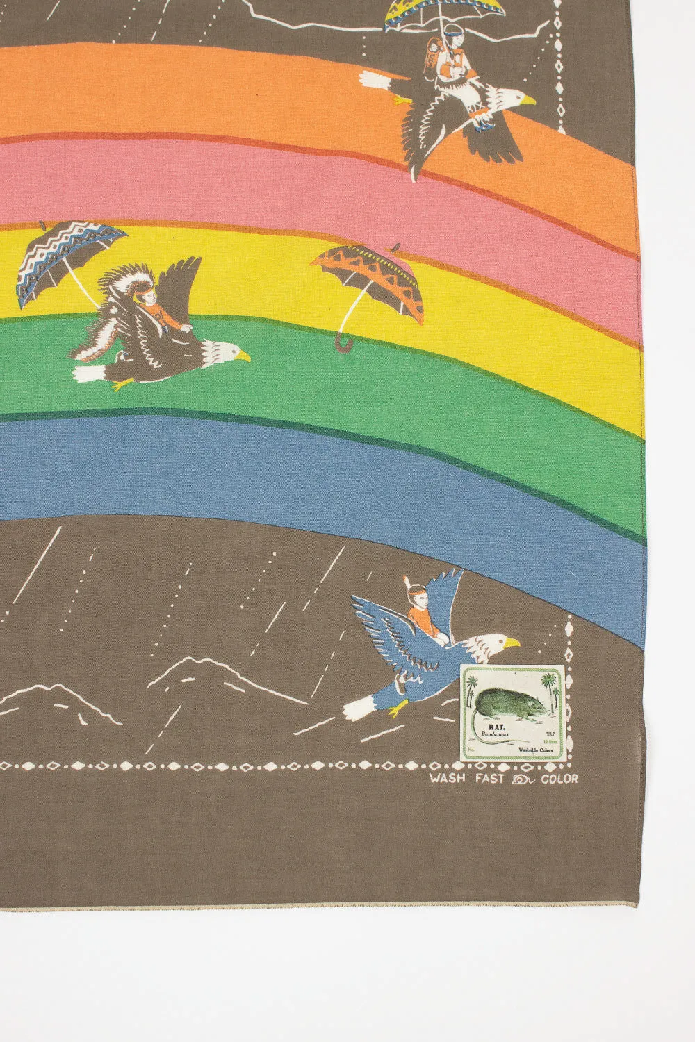 Rainbow and Birds Printed Bandana Khaki