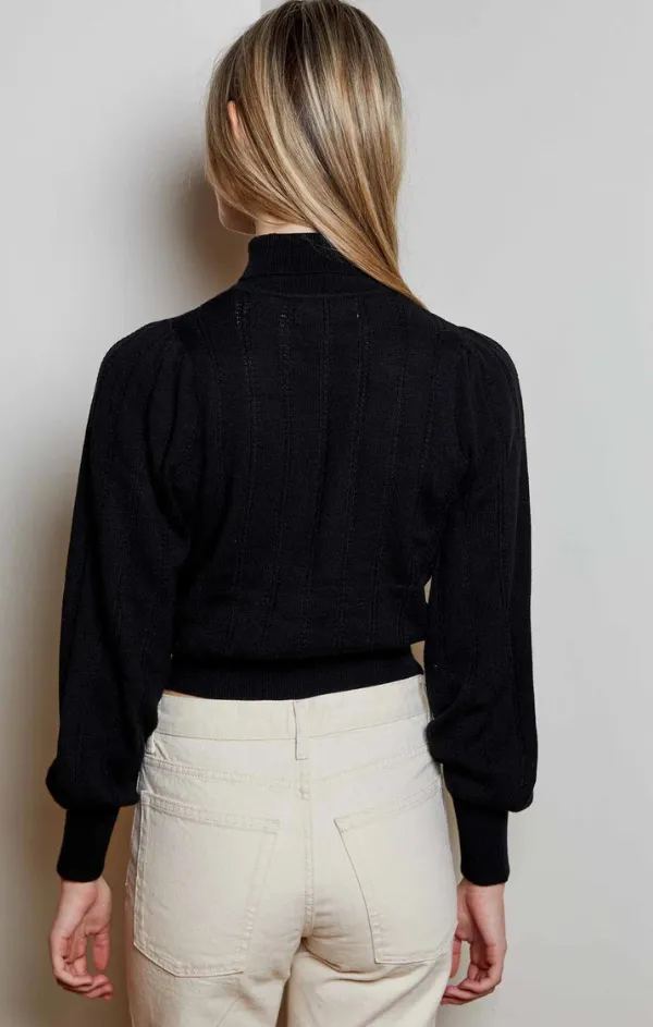 Ribbed Detail Turtleneck Pullover