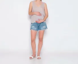 Ripped Denim Shorts Maternity