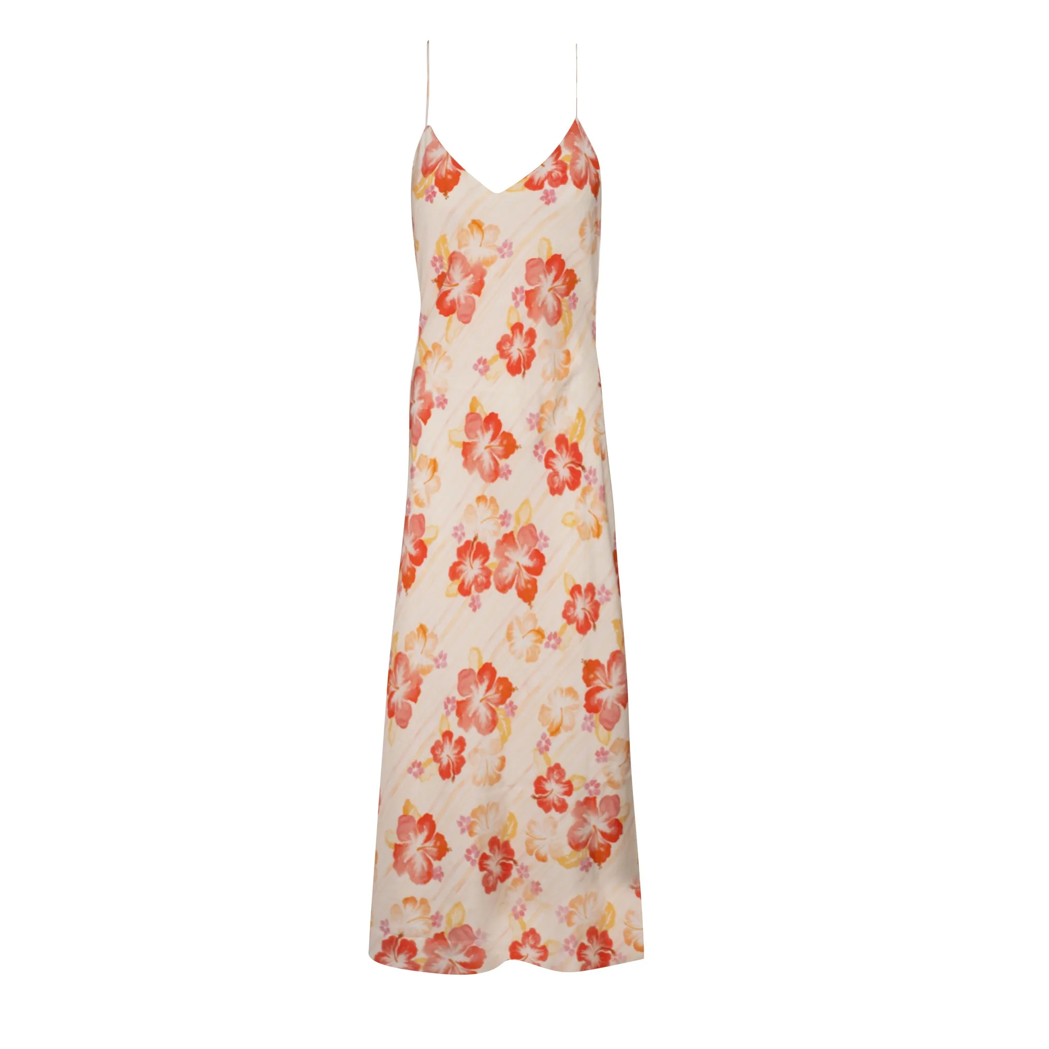 Rouge Multi Watercolor Hibiscus Midi Slip