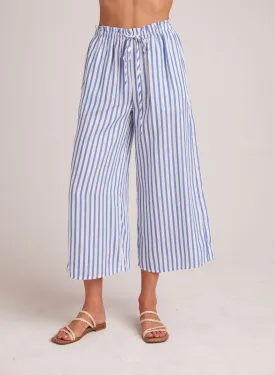 Ruffle Waist Wide Leg Crop - Bahia Breeze Stripe