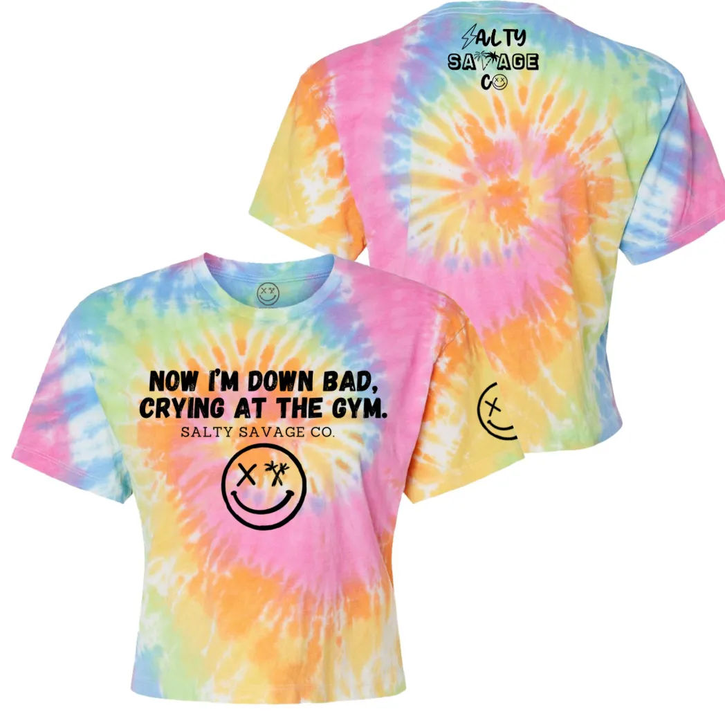 Salty Savage Ladies "DOWN BAD" Spiral Tie Dye Crop Tee