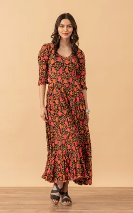 Santa Fe Dress, Long, 3/4 Sleeve, Alegra Floral