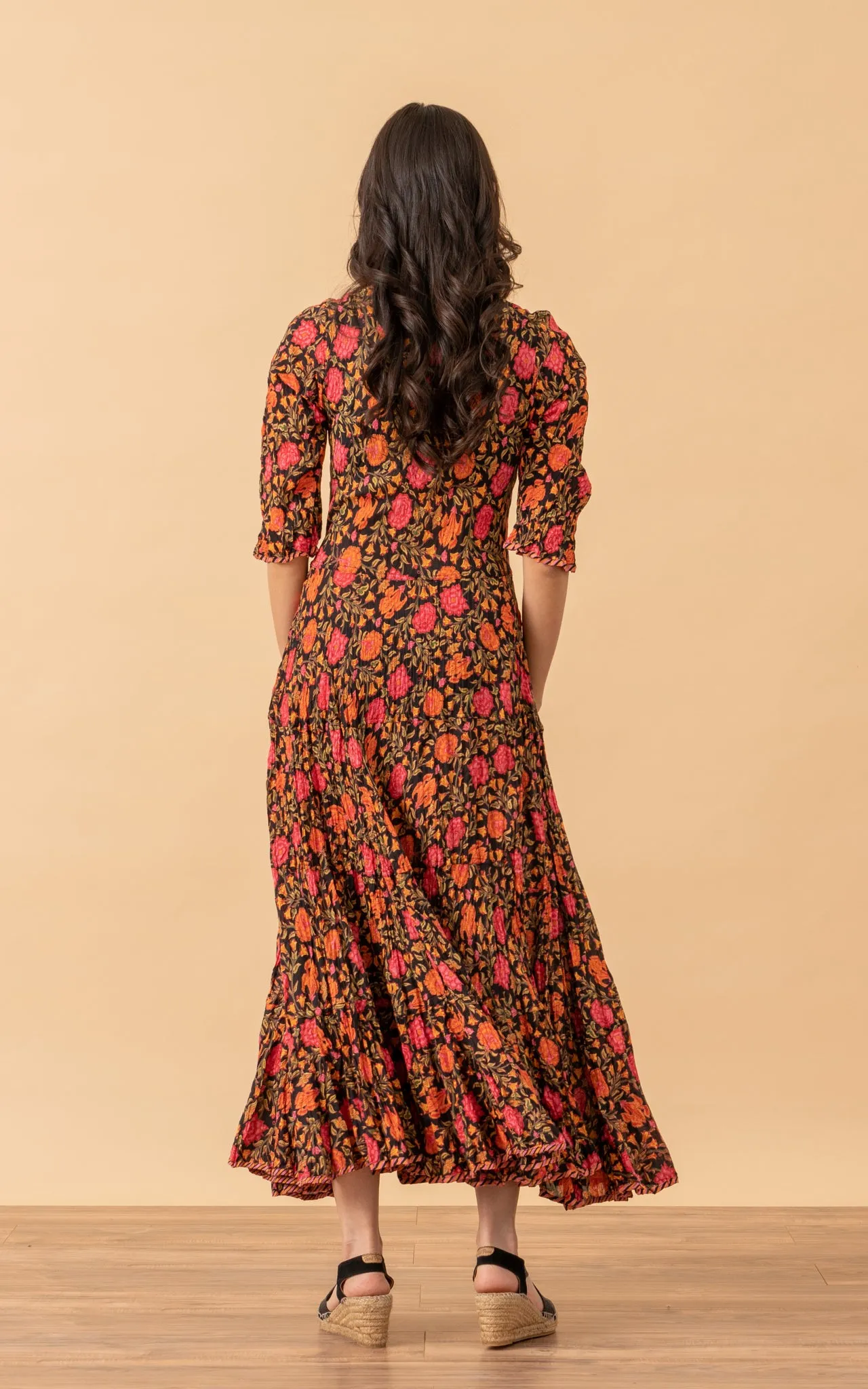 Santa Fe Dress, Long, 3/4 Sleeve, Alegra Floral