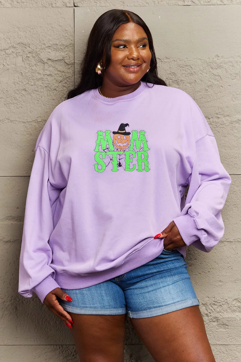 Simply Love Full Size Drop Shoulder Graphic Sweatshirt