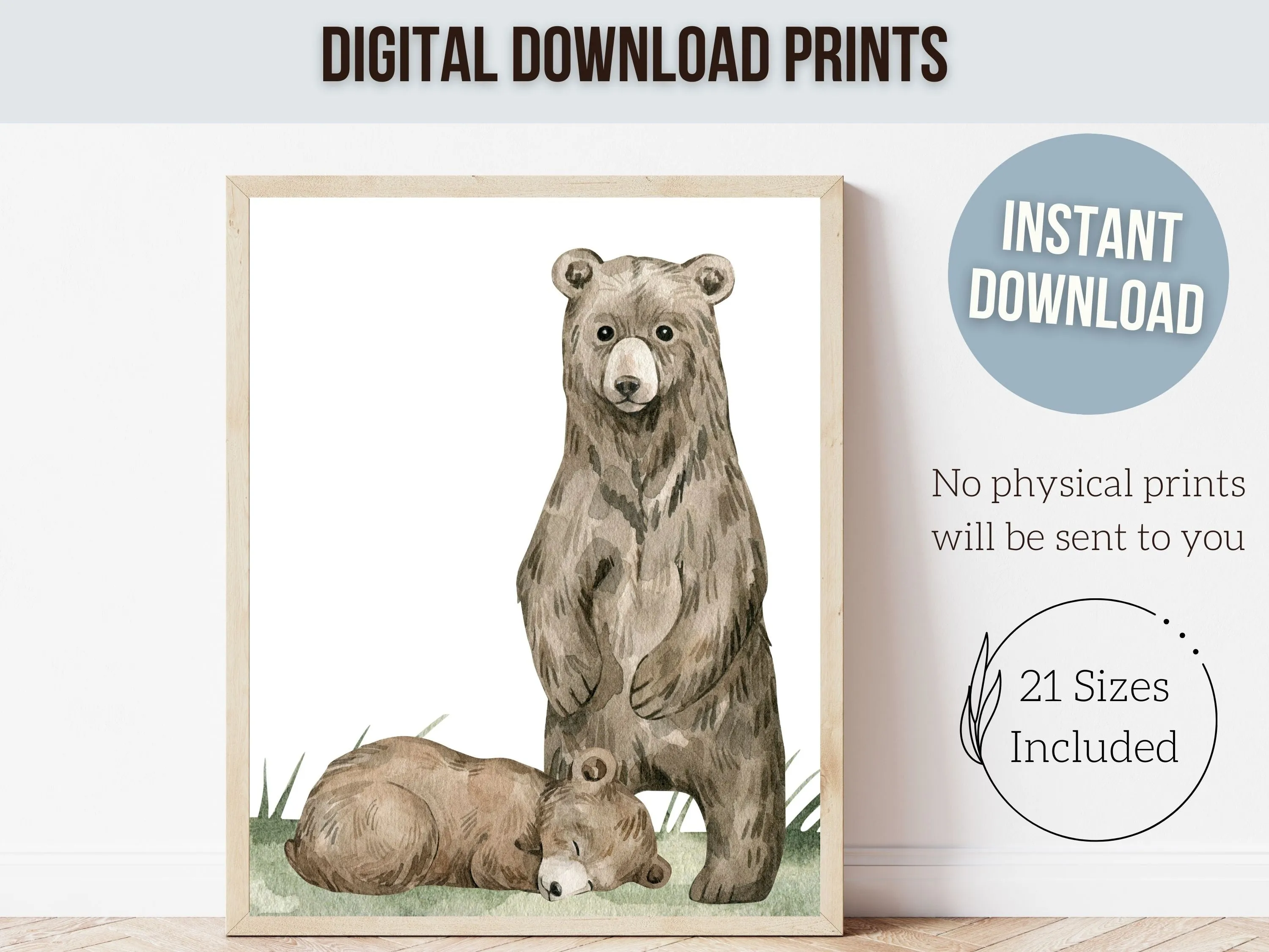 Sleepy Bear Nursery Prints