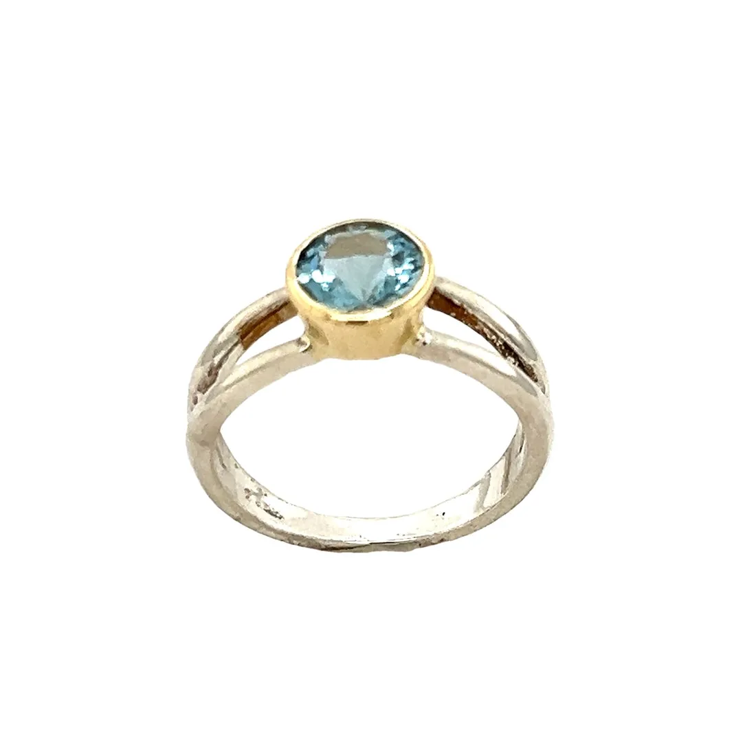 Sterling Silver and 14k Yellow Gold Aquamarine Ring