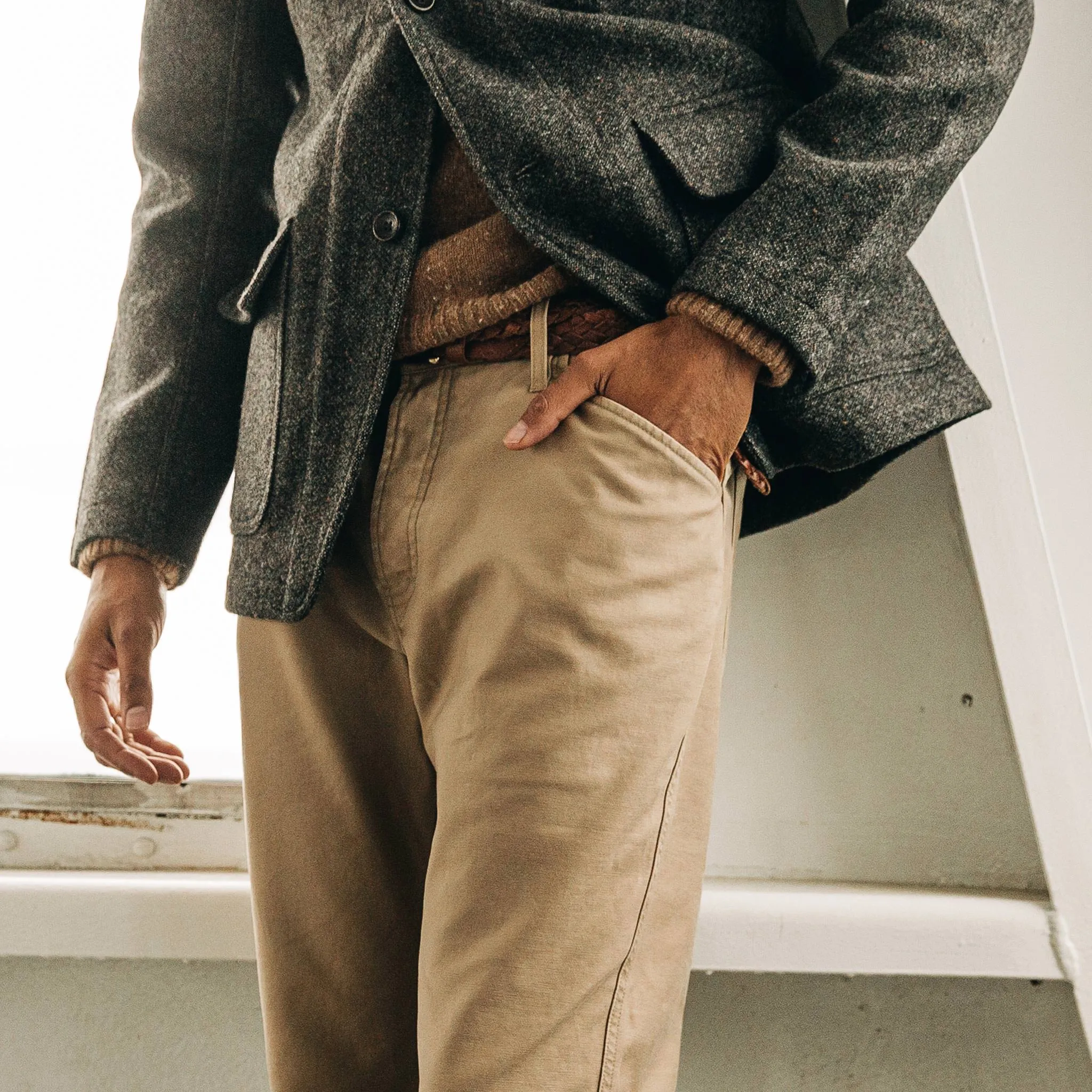 The Camp Pant in Khaki Reverse Sateen