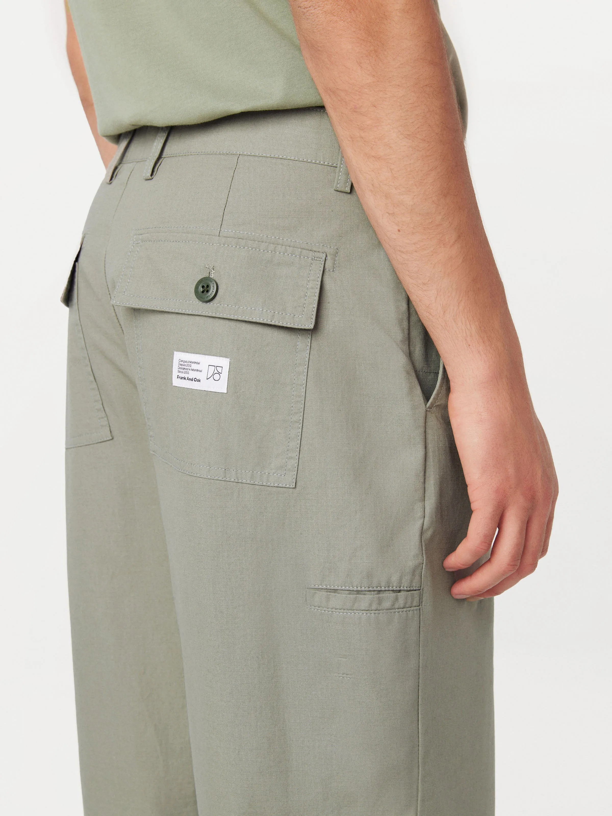 The Theo Baggy Ripstop Pant in Vetiver Green