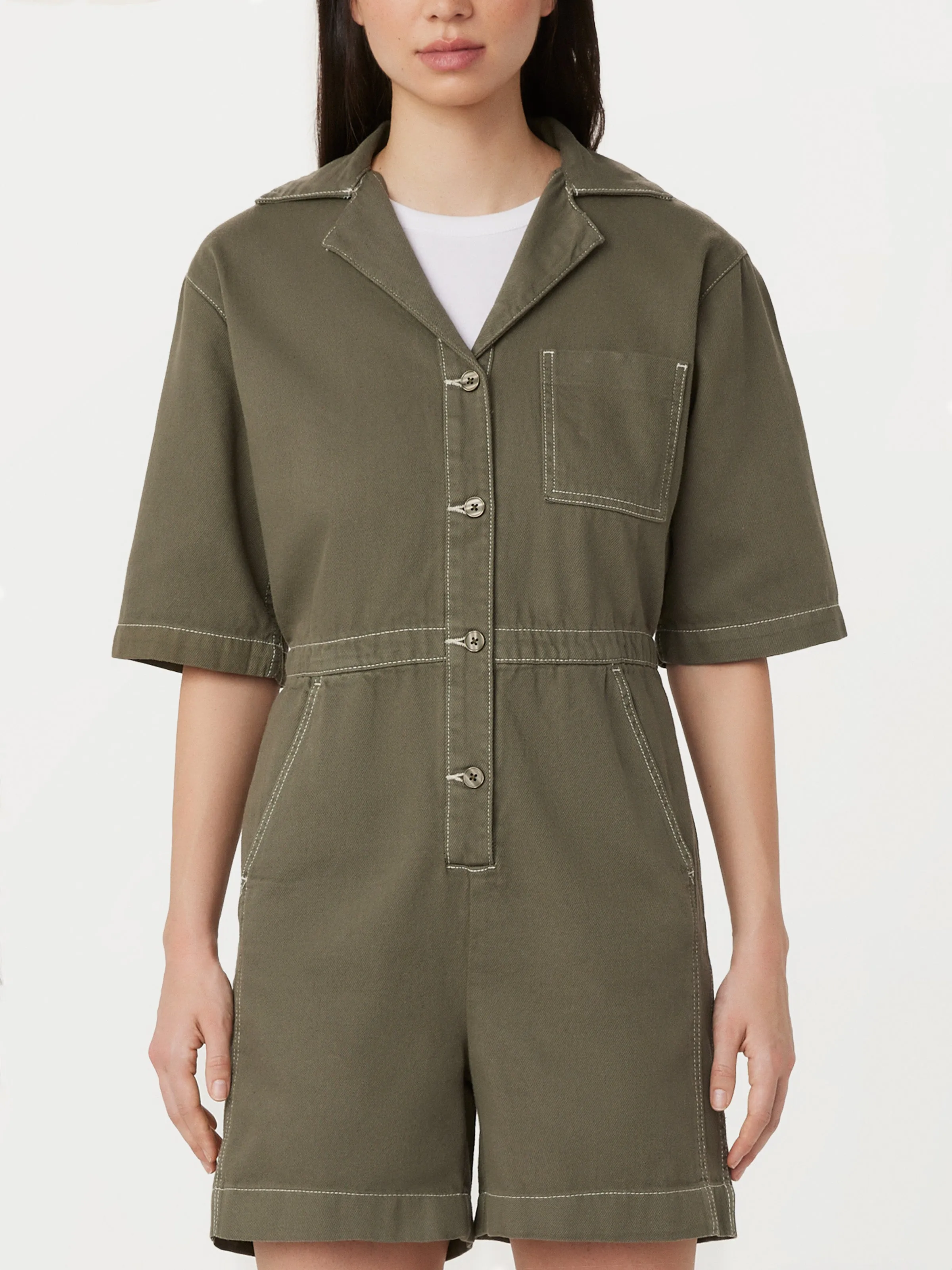 The Utility Romper in Green