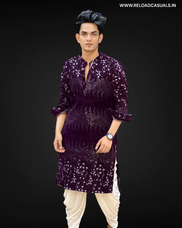 Top Bottom Flower Design Sequence Kurta