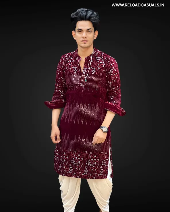 Top Bottom Flower Design Sequence Kurta