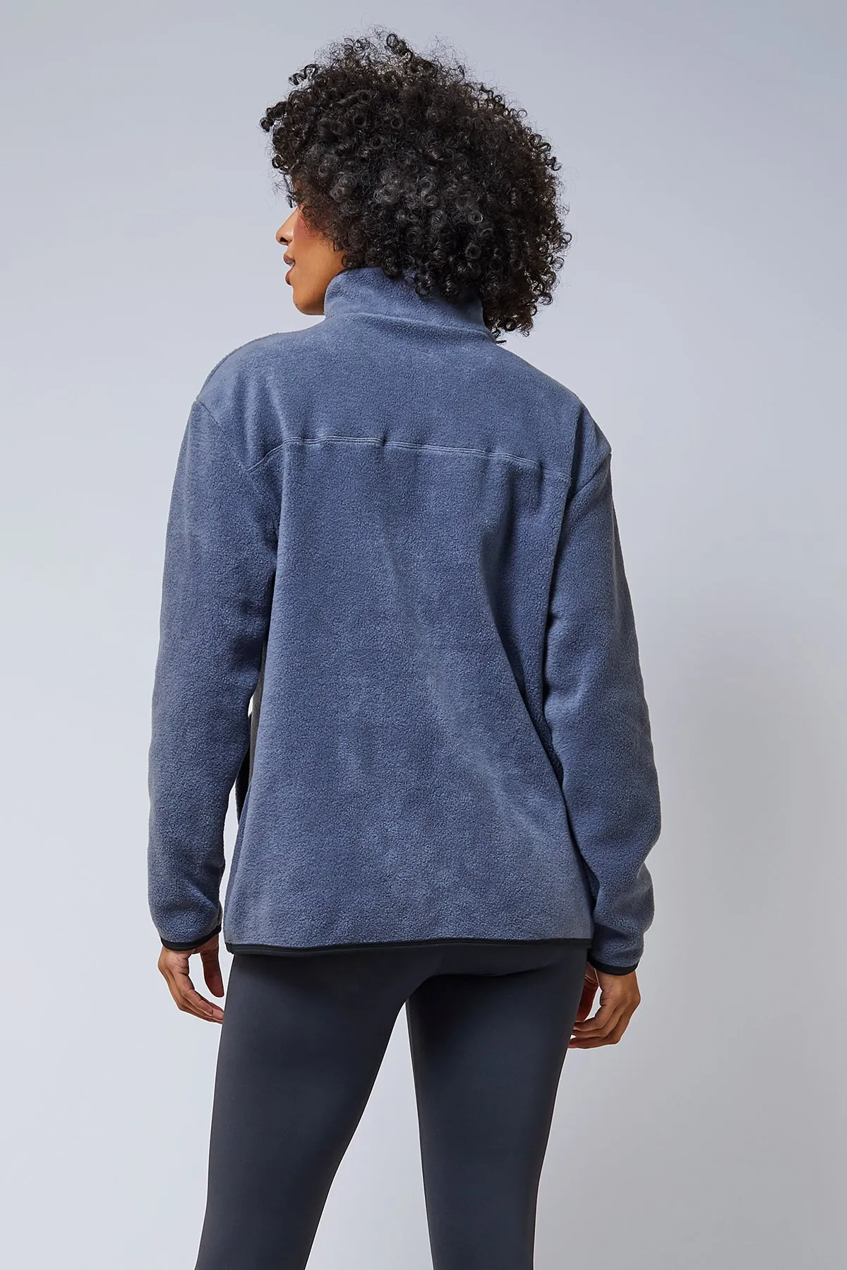 Trimmed Fleece Jacket with Pockets Grey