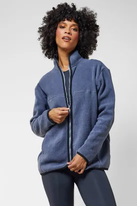 Trimmed Fleece Jacket with Pockets Grey