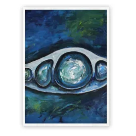 Vertical blue & white abstract wall art print