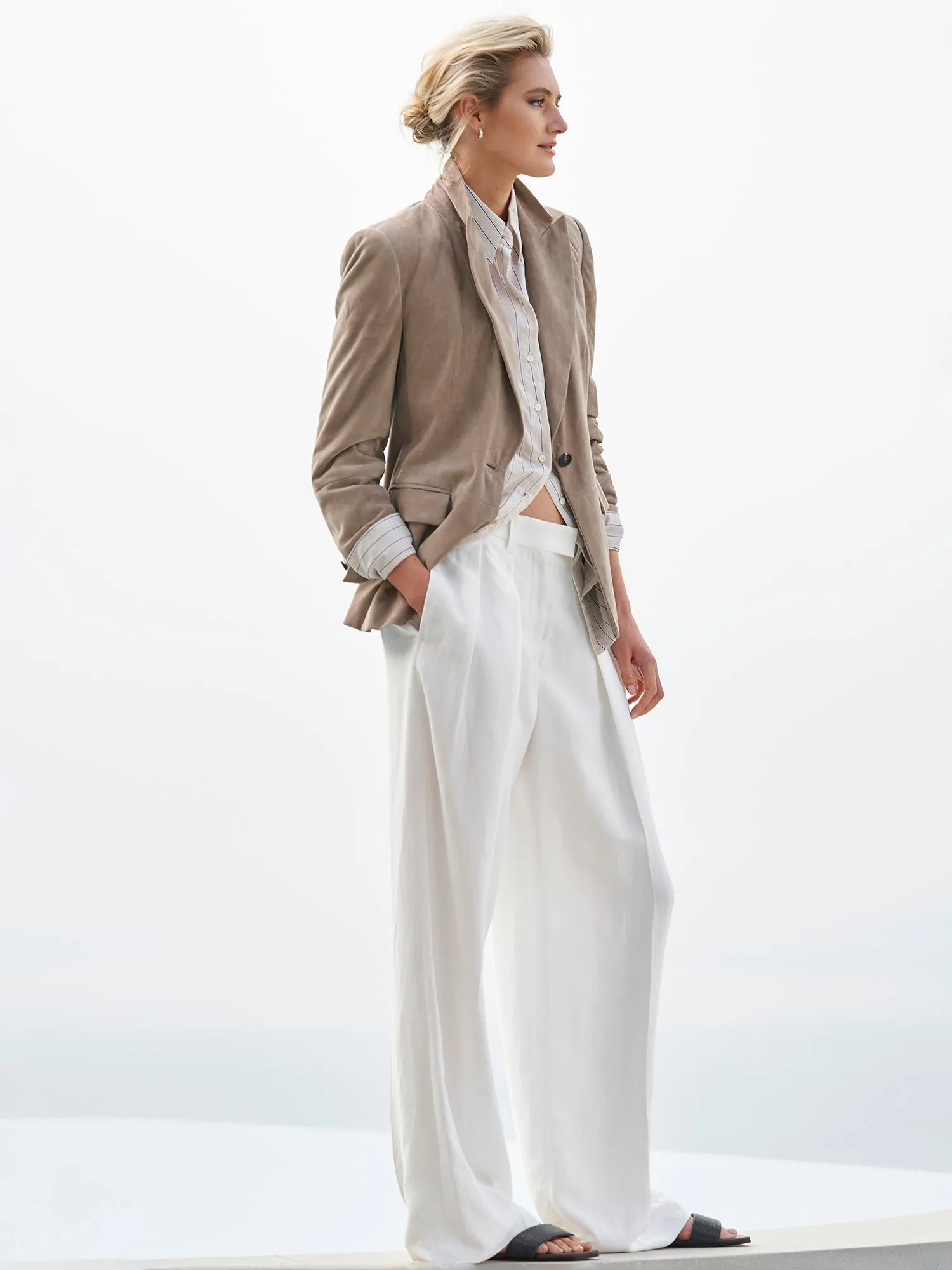 Wide Leg Linen Twill Pant