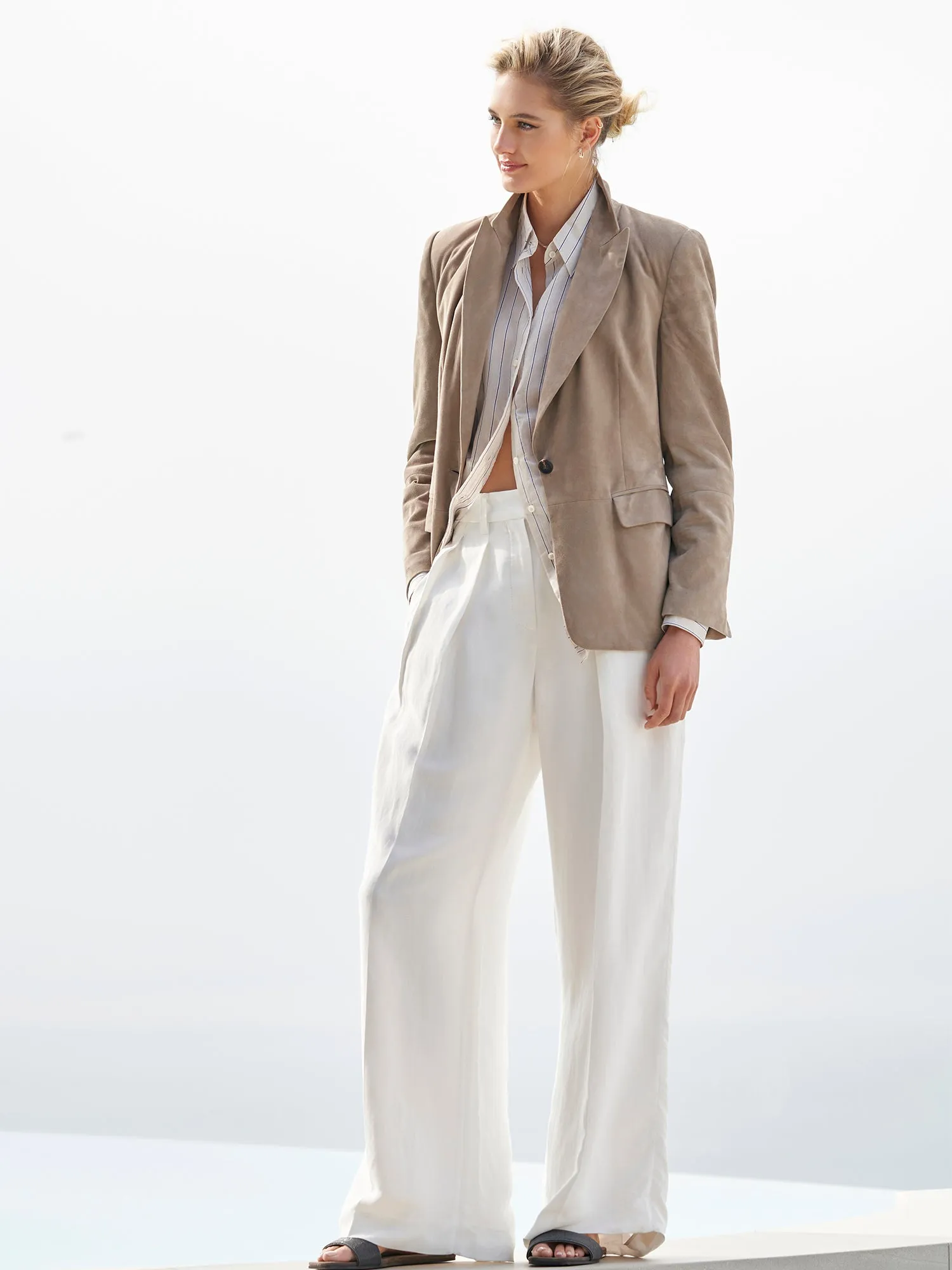 Wide Leg Linen Twill Pant