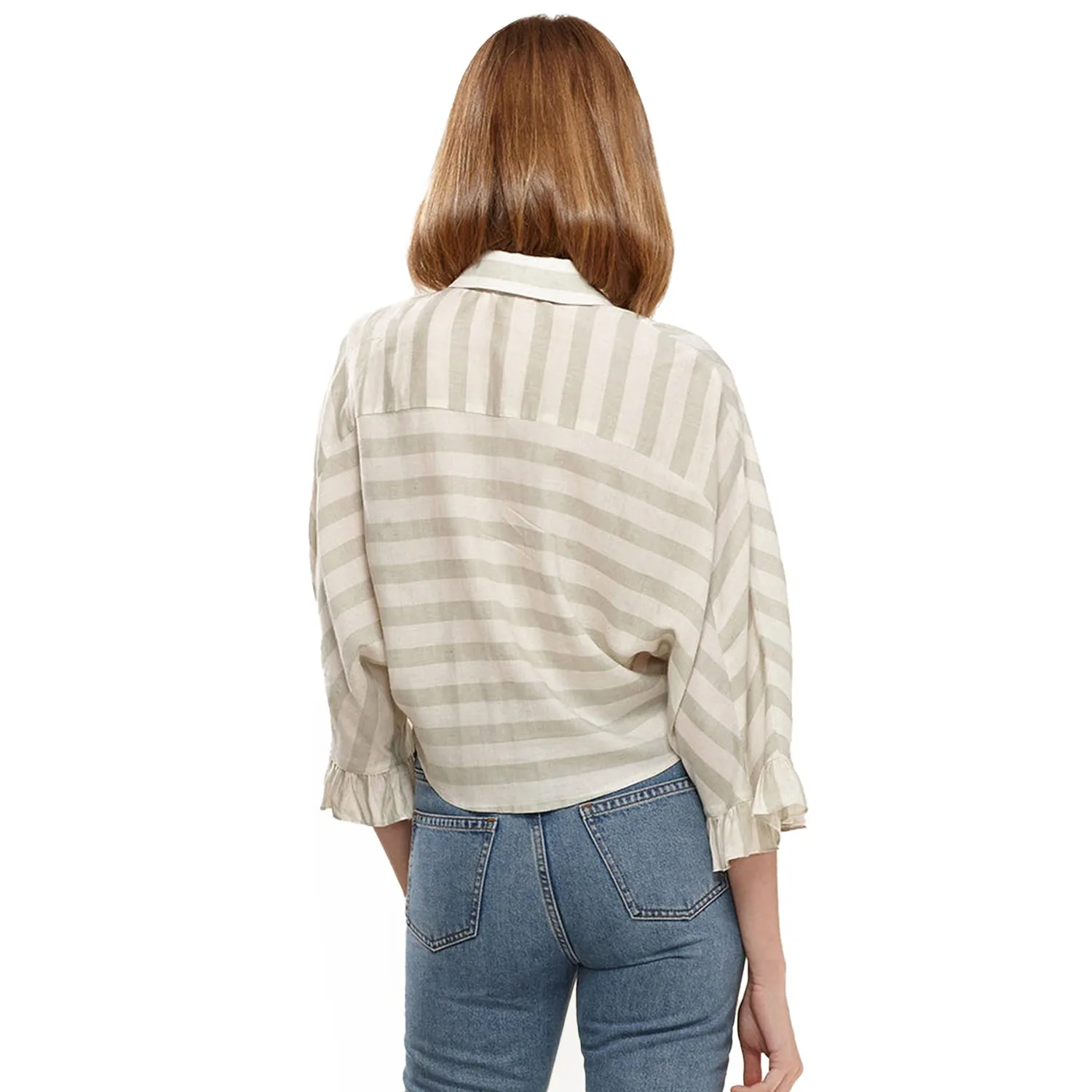 Women's Button Down Cropped Shirt In Sage