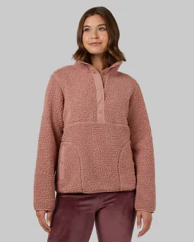 WOMEN'S COZY SHERPA SNAP MOCK TOP