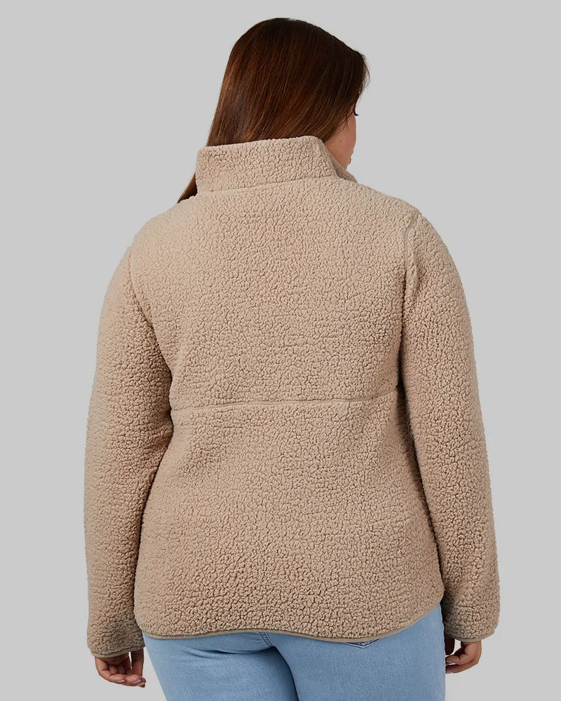 WOMEN'S COZY SHERPA SNAP MOCK TOP