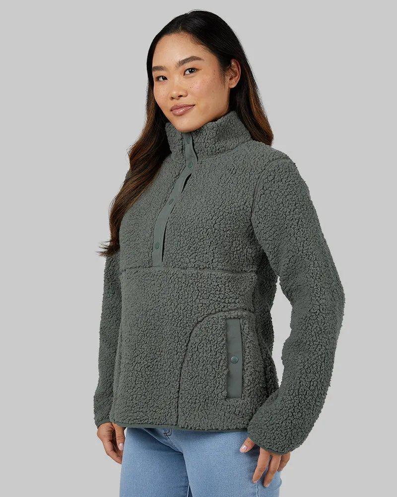 WOMEN'S COZY SHERPA SNAP MOCK TOP