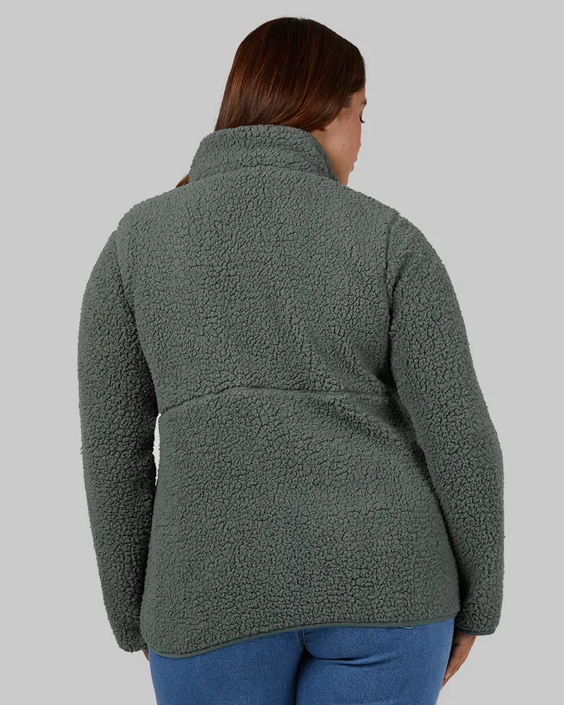 WOMEN'S COZY SHERPA SNAP MOCK TOP