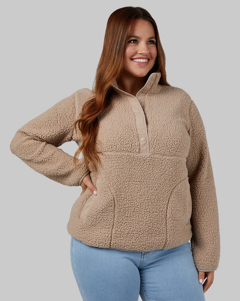 WOMEN'S COZY SHERPA SNAP MOCK TOP