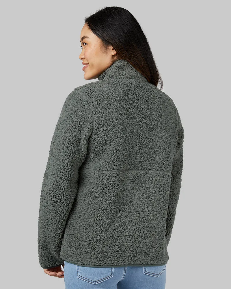 WOMEN'S COZY SHERPA SNAP MOCK TOP