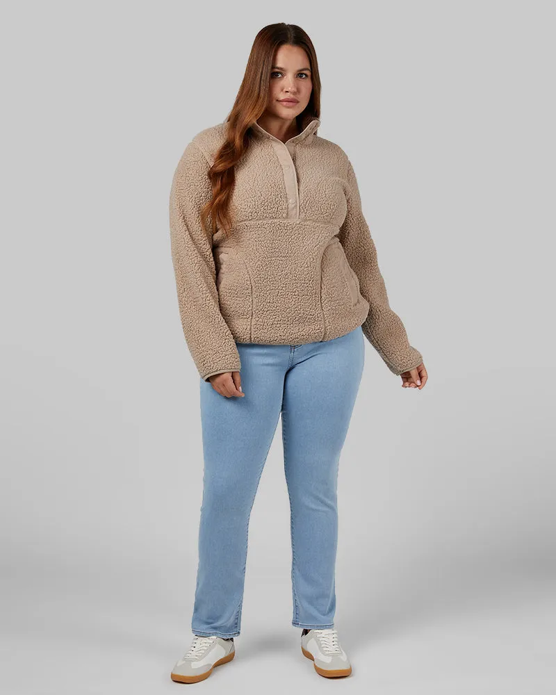 WOMEN'S COZY SHERPA SNAP MOCK TOP