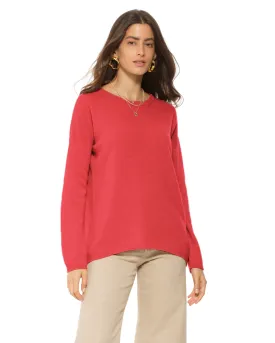 Women's Oversized Cashmere Boatneck Sweater Coral Red